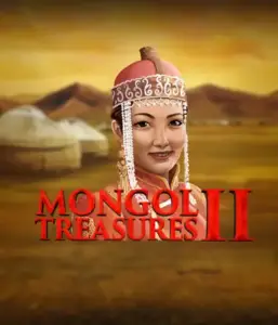 Explore the rich culture of Mongolia with the Mongol Treasures 2 game by Endorphina, showcasing a stunning Mongolian woman dressed in traditional attire against a pastoral Mongolian steppe backdrop. This image captures the beauty of Mongolian tradition, offering a distinctive visual adventure. 