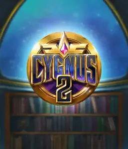 Experience the magical artwork of Cygnus 2 Slot by ELK Studios, highlighting a luxurious golden emblem with a bright color scheme. Positioned against a celestial background of a library, this graphic captures the essence of adventure and mystery. 